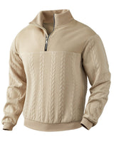 Lukas | Herren Strickpullover Zopfmuster Viertelreißverschluss Pullover in Beige