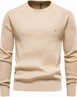 Simon | Herren Strukturierter Rundhals-Winterpullover mit langen Ärmeln in Beige