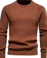Simon | Herren Strukturierter Rundhals-Winterpullover mit langen Ärmeln in Braun