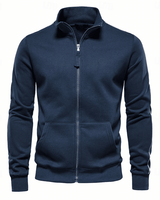Herren Sweatjacke mit Reißverschluss Slim Fit in Dunkelblau
