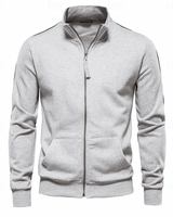 Herren Sweatjacke mit Reißverschluss Slim Fit in Hellgrau