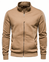 Herren Sweatjacke mit Reißverschluss Slim Fit in Khaki