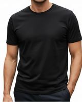 Herren T-Shirt mit kurzen Ärmeln, Rundhalsausschnitt und geradem Saum in Schwarz