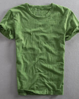 Herren T-Shirt mit Rundhalsausschnitt und Slub-Struktur in Armeegrün