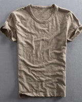 Herren T-Shirt mit Rundhalsausschnitt und Slub-Struktur in Khaki