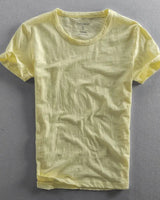 Herren T-Shirt mit Rundhalsausschnitt und Slub-Struktur in Gelb