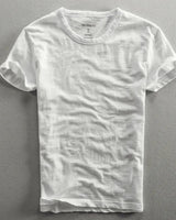 Herren T-Shirt mit Rundhalsausschnitt und Slub-Struktur in Weiß