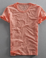Herren T-Shirt mit Rundhalsausschnitt und Slub-Struktur in Rosa