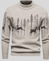 Alexander | Herren Weihnachtspullover mit Rentier- und Waldmotiv Strickpullover in Beige