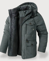Alexander | Herren Winterjacke mit Fleece-Futter robuste Outdoorjacke mit Kapuze in Grau