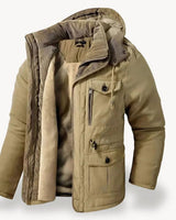 Alexander | Herren Winterjacke mit Fleece-Futter robuste Outdoorjacke mit Kapuze in Beige