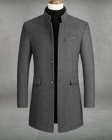 Lukas | Herren Wollmantel Eleganter Slim-Fit Business Mantel Stehkragen in Grau