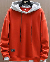Niklas | Herren Zweifarbiger Locker Geschnittener Pullover Hoodie mit Kapuze in Orange