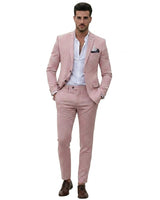 Herren-Zweiteiler mit strukturiertem Blazer und schmal geschnittener Hose in Rosa