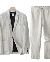 Herren Zweiteiliger Anzug mit Einreihigem Sakko und Gerader Hose in Beige