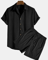 Herren Zweiteiliges Set Kurzarmhemd und kurze Hose in Schwarz