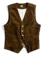 Sheene | Vintage Kord Revers Jacke in Braun (Ärmellos)