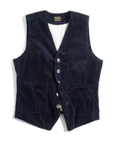 Sheene | Vintage Kord Revers Jacke in Marineblau (Ärmellos)