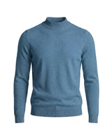 Herrenpullover mit langen Ärmeln, Stehkragen und gerader Form in Blau