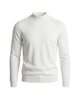 Herrenpullover mit langen Ärmeln, Stehkragen und gerader Form in Weiß