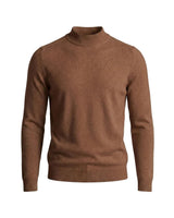Herrenpullover mit langen Ärmeln, Stehkragen und gerader Form in Braun