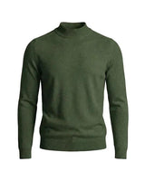 Herrenpullover mit langen Ärmeln, Stehkragen und gerader Form in Grün