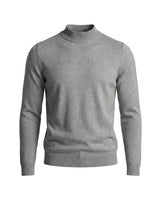 Herrenpullover mit langen Ärmeln, Stehkragen und gerader Form in Grau