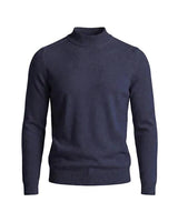 Herrenpullover mit langen Ärmeln, Stehkragen und gerader Form in Dunkelblau