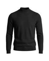 Herrenpullover mit langen Ärmeln, Stehkragen und gerader Form in Schwarz