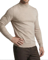 Herrenpullover mit langen Ärmeln, Stehkragen und gerader Form in Khaki
