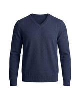 Herrenpullover mit langen Ärmeln, V-Ausschnitt und gerader Form in Blau