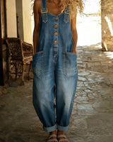 Elinrae - Weit geschnittener Jumpsuit mit Soft-Touch in Denim