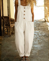 Elinrae - Weit geschnittener Jumpsuit mit Soft-Touch in Weiß