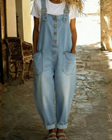 Elinrae - Weit geschnittener Jumpsuit mit Soft-Touch in Hellblau