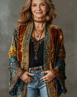 Aria | Boho Kimono-Jacke in Burgunderrot