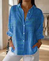 Rosalie™ | Floral Garden Top in Blaue Streifen