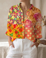Rosalie™ | Floral Garden Top in Orange-Pink Druck
