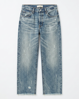 Damen Retro Fransen Jeans in Vintage Blau