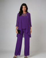 Bronte - Dreiteiliger Soft-Touch-Hosenanzug in Lila