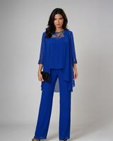 Bronte - Dreiteiliger Soft-Touch-Hosenanzug in Blau