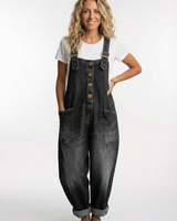 Noelia™ - Vielseitiger verstellbarer Schnallen-Jeansoverall in Schwarz