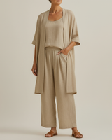 Risteena – Minimalistisches Dreiteiliges Set Aus Leinen Und Baumwolle in Khaki