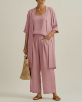 Risteena – Minimalistisches Dreiteiliges Set Aus Leinen Und Baumwolle in Rosa