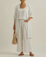 Risteena – Minimalistisches Dreiteiliges Set Aus Leinen Und Baumwolle in Weiß