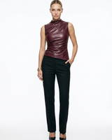 MODA | Luxuriöses Leder-Top in Burgunder