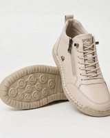 Schreiner – Turnschuh mit Schnürung Und Reißverschluss Sowie Kontrastnähten in Beige