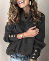 Hildegard | Damen Warme Strick Rollkragenpullover in Schwarz