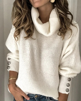 Hildegard | Damen Warme Strick Rollkragenpullover in Weiß