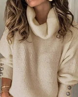 Hildegard | Damen Warme Strick Rollkragenpullover in Beige