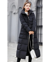 Hildegard | Damen Winterjacke mit Kapuze, Langer Stepp Parka im Modernen Design und Reißverschluss in Schwarz